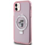 Karl Lagerfeld KLHMN61HMRSKCP iPhone 11/ Xr 6.1" pink hardcase Ring Stand Karl&Choupettte Mag - imagine 2