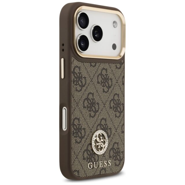 Case Guess 4G Strass Logo MagSafe for iPhone 17 Pro brown - imagine 4
