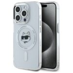 Karl Lagerfeld KLHMP15XHLSCHH iPhone 15 Pro Max 6.7" white hardcase IML Metal Choupette Head MagSafe