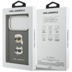 Karl Lagerfeld FW Grained Karl & Choupette Heads Pins & Logo Case for iPhone 17 Pro Gray - imagine 8