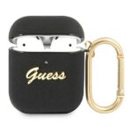 Guess GUA2SASMK AirPods cover black Saffiano Script Metal Collection