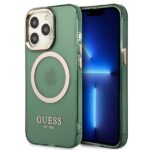 Guess GUHMP13LHTCMA iPhone 13 Pro / 13 6,1" khaki hard case Gold Outline Translucent MagSafe