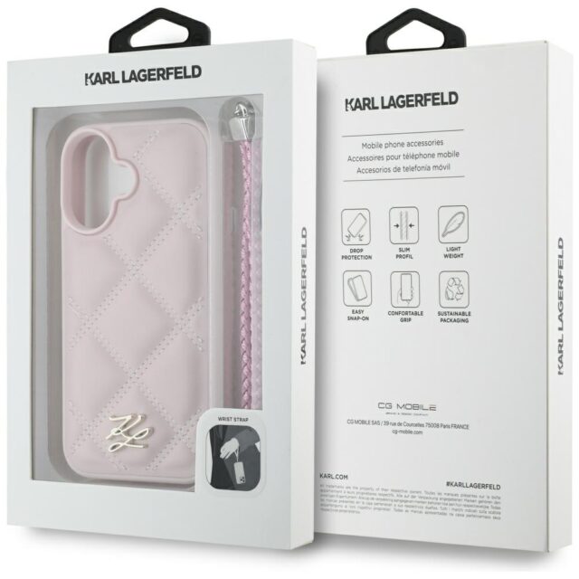 Case Karl Lagerfeld Quilted Initial Logo & Chain Strap for iPhone 16 pink - imagine 7