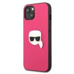 Karl Lagerfeld KLHCP13MPKMP iPhone 13 / 14 / 15 6,1" pink hardcase Leather Ikonik Karl`s Head Metal - imagine 2