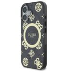 Guess GUHMP16SH4PYEEK iPhone 16 6.1" black hardcase IML Peony On 4G Background MagSafe - imagine 2