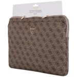 Bag Guess Sleeve 14" 4G Zipper Pocket Triangle Logo brown - imagine 4