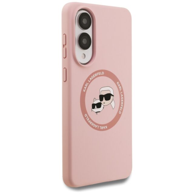 Case Karl Lagerfeld Silicone Double Heads And Circle MagSafe for Samsung Galaxy S25 Edge pink - imagine 4