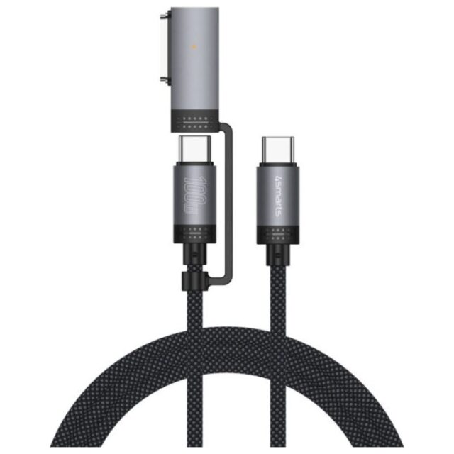 Kabel USB-C 4smarts Explorer ComboCord   100W 2m z adapterem MagSafe czarny - imagine 4