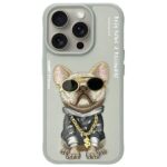 Nimmy case iPhone 15 Pro Max 6.7" gray Glasses Cool Dog