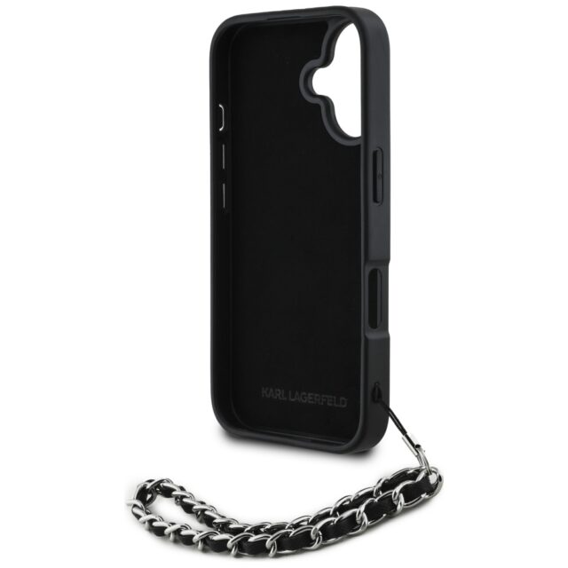 Case Karl Lagerfeld Saffiano Crystals w/Chain for iPhone 16 black - imagine 6