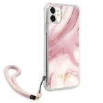 Guess GUHCN61KSMAPI iPhone 11 6,1" / Xr pink hardcase Marble with cord Collection - imagine 4