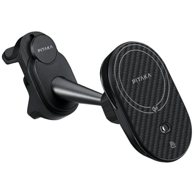 Car mount with wireless charger PITAKA MagEZ Pro 2 Qi2 Tesla Magsafe for Tesla Model 3/Y black gray - imagine 3