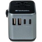Verbatim Travel Adapter EU/UK/US 2xUSB-A/2xUSB-C PD 30W UTA-03 black 49545 - imagine 2
