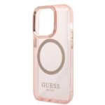Guess GUHMP14LHTCMP iPhone 14 Pro6,1" pink hard case Gold Outline Translucent MagSafe - imagine 6