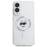 Case Karl Lagerfeld Button Choupette Head Printed Logo MagSafe for Samsung Galaxy S25 Edge white - imagine 3