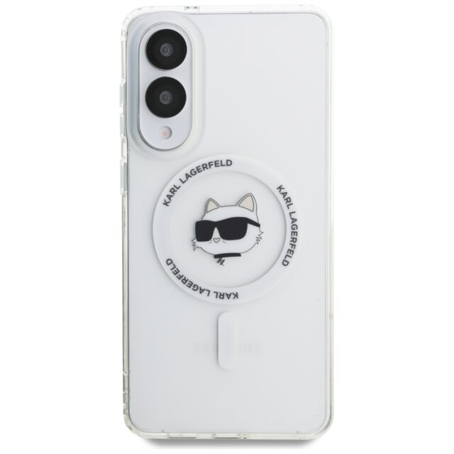 Case Karl Lagerfeld Button Choupette Head Printed Logo MagSafe for Samsung Galaxy S25 Edge white - imagine 3