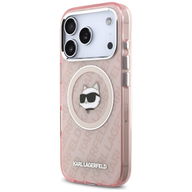 Case Karl Lagerfeld IML Choupette Head Logo MagSafe for iPhone 17 Pro Max pink - imagine 2