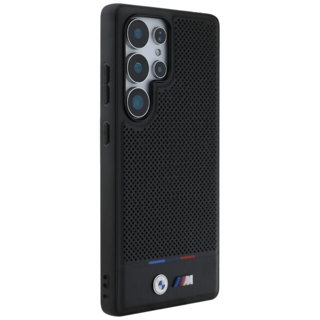 Case BMW Leather Tricolor Stripe MagSafe for Samsung Galaxy S25 Ultra black - imagine 4