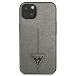 Guess GUHCP14SPSATLG iPhone 14 / 15 / 13 6.1" silver hardcase SaffianoTriangle Logo - imagine 3