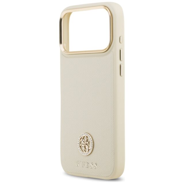 Case Guess Grained Strass Logo MagSafe for iPhone 17 Pro Max beige - imagine 6