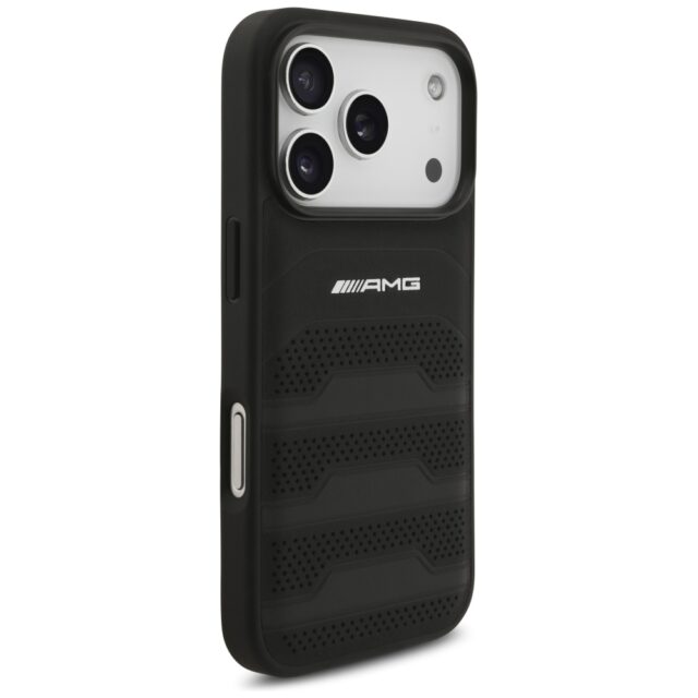 Case AMG Leather Debossed Lines Logo for iPhone 17 Pro black - imagine 4
