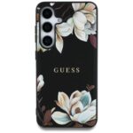 Case Guess Grained Printed Flower Pattern MagSafe to Samsung Galaxy S25 black - imagine 3