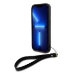 DKNY DKHCP15LPBSWSK iPhone 15 Pro 6.1 inch black hardcase with Wrist Strap and Stock Logo - imagine 4