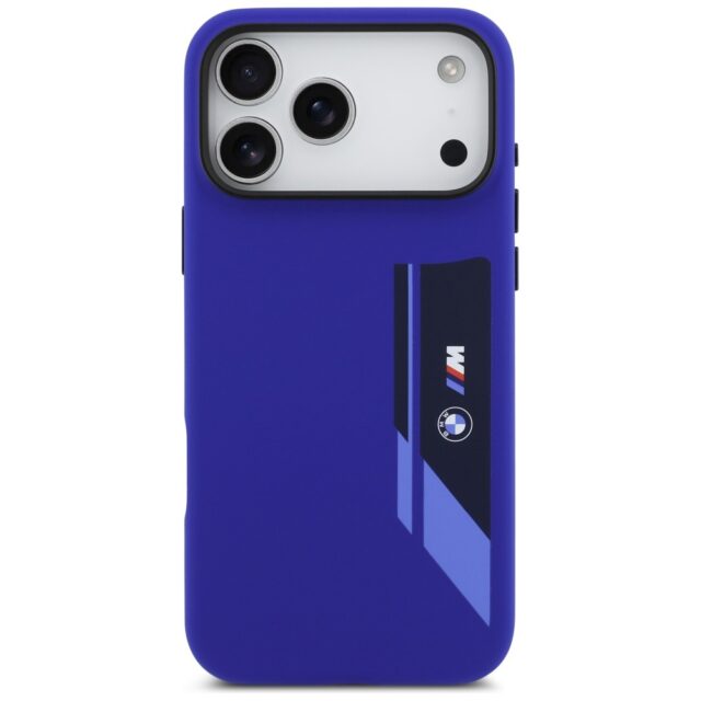 BMW M Silicon Vertical Logo MagSafe Case for iPhone 17 Pro Max Navy Blue - imagine 3