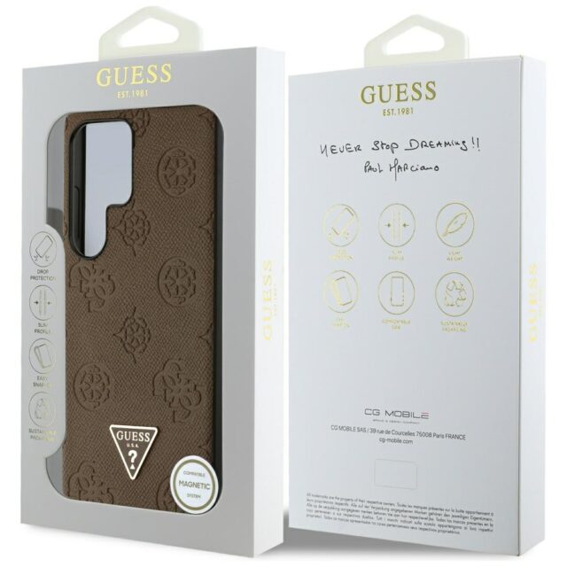 Case Guess Grained Hot Stamp Peony Pattern Triangle Logo MagSafe forSamsung Galaxy S25 Ultra b - imagine 8