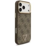 Guess 4G Triangle Logo & Big Strap Metal Buttons MagSafe Case for iPhone 17 Pro Max Brown - imagine 4