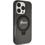 Guess GUHMP15XHRSGSK iPhone 15 Pro Max 6.7" black hardcase Ring Stand Script Glitter MagSafe - imagine 4