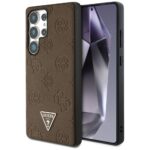 Case Guess Grained Hot Stamp Peony Pattern Triangle Logo MagSafe forSamsung Galaxy S25 Ultra b