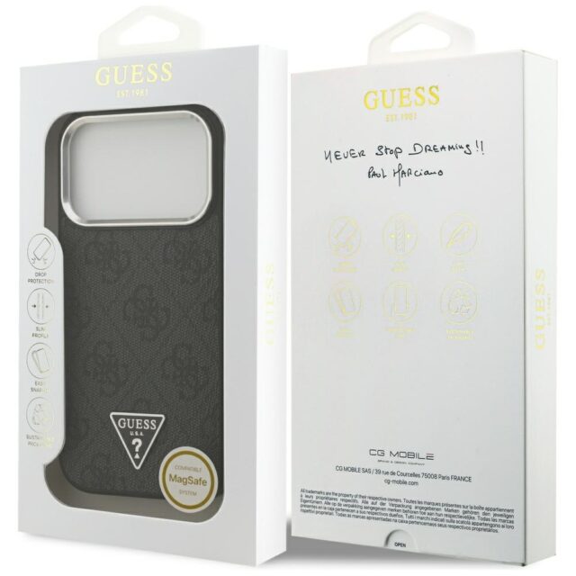 Case Guess 4G Triangle Logo MagSafe for iPhone 17 Pro black silver - imagine 8
