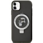 Karl Lagerfeld KLHMN61HMRSKCK iPhone 11/ Xr 6.1" black hardcase Ring Stand Karl&Choupettte Ma - imagine 3