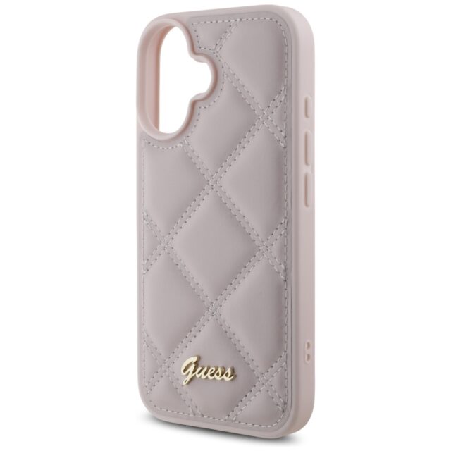 Guess GUHCP16SPSQSQSP iPhone 16 6.1" pink hardcase Quiled Metal Logo - imagine 6