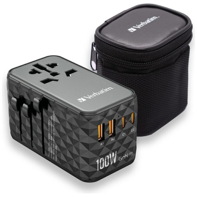 Verbatim Travel Adapter EU/UK/US GaN 2xUSB-A/2xUSB-C PD 100W UTA-06 black 32121 - imagine 3