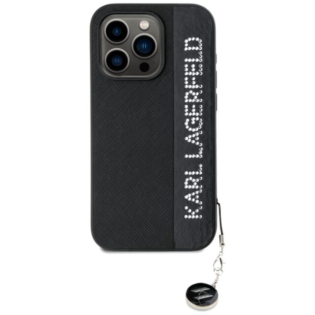 Karl Lagerfeld KLHCP15XPSAKDGCK iPhone 15 Pro Max 6.7" black hardcase Saffiano Rhinestones & C - imagine 3