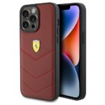 Ferrari FEHCP15XRDUR iPhone 15 Pro Max 6.7" red hardcase Leather Stitched Lines
