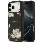 Guess Grained Flowers Classic Logo MagSafe case for iPhone 17 Pro Max black