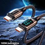 USAMS braided cable U78 USB-C to USB-C LED 3m 100W Fast Charging black SJ559USB01 (US-SJ559) - imagine 5
