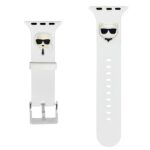 Karl Lagerfeld Pasek KLAWLSLCKW Apple Watch 42/44/45mm white strap Silicone Karl & Choupette He - imagine 2