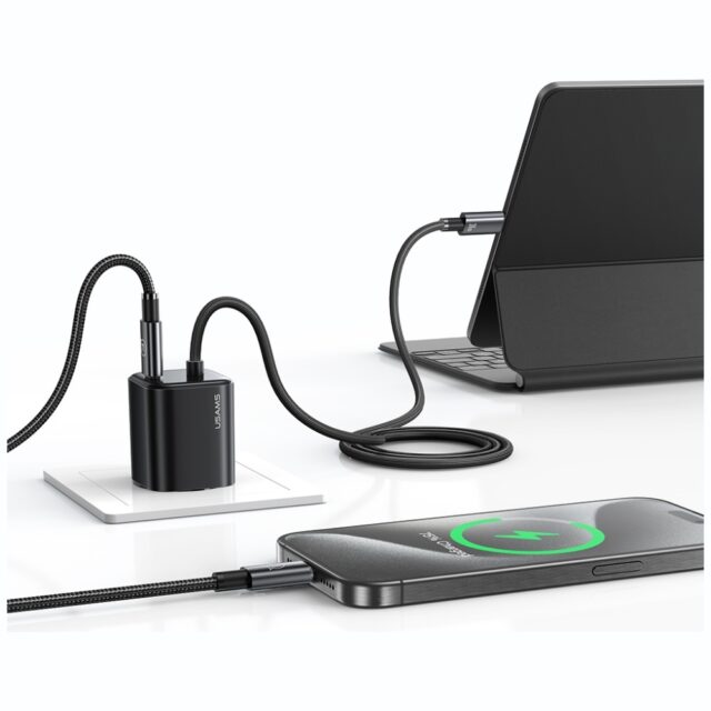 USAMS JC Series CC264 30W GaN Mini Fast Charger 2xUSB-C Black - imagine 8