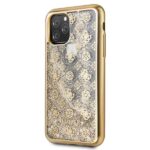 Guess GUHCN58PEOLGGO iPhone 11 Pro gold hard case 4G Peony Liquid Glitter - imagine 2
