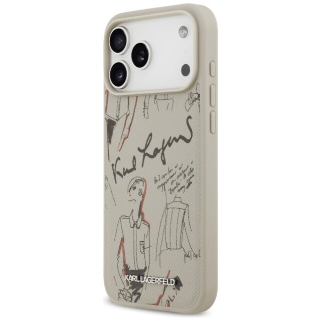 Karl Lagerfeld Grained Pattern & Logo MagSafe Case for iPhone 17 Pro Max Gray - imagine 2