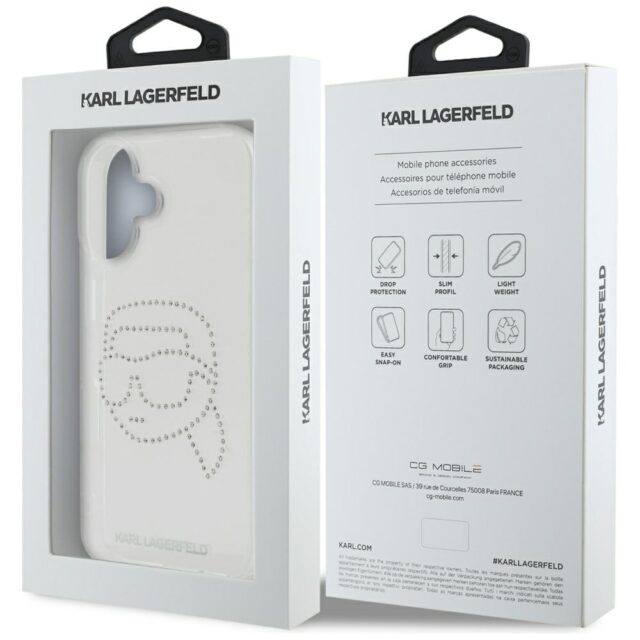 Case Karl Lagerfeld IML Rhinestones Karl Head for iPhone 16 transparent - imagine 8