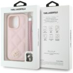Case Karl Lagerfeld Quilted Initial Logo & Chain Strap for iPhone 16 Pro pink - imagine 7