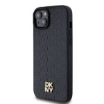 DKNY DKHMP15SPSHRPSK iPhone 15 / 14 / 13 6.1 inch black hardcase Leather Pattern Metal Logo MagSafe - imagine 2