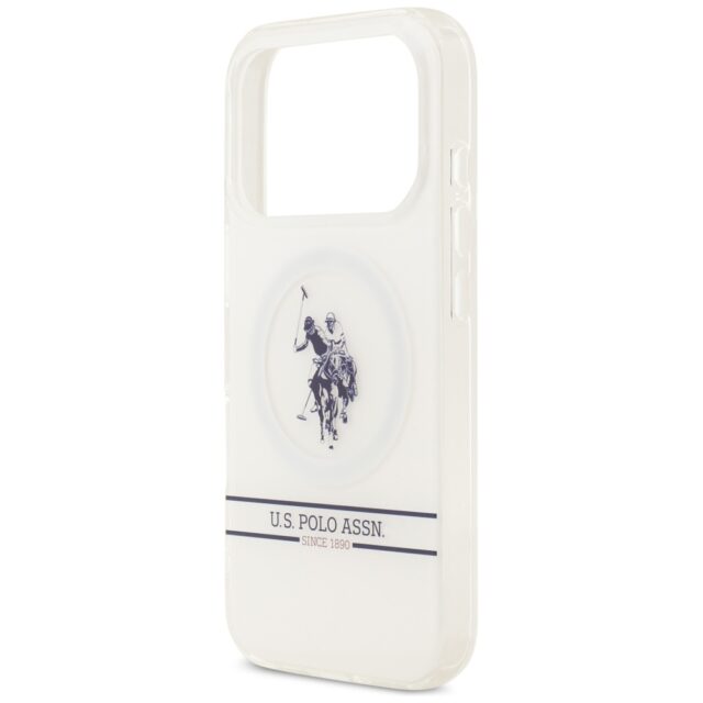US Polo DH and Bottom Stripe Logo MagSafe Case for iPhone 17 Pro White - imagine 6