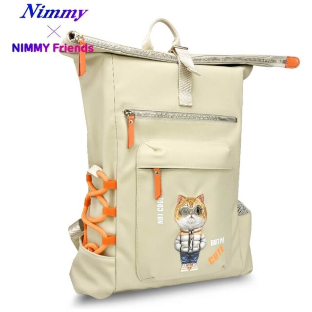 Nimmy Cool&Cute 2.0 Cat laptop backpack khaki - imagine 3