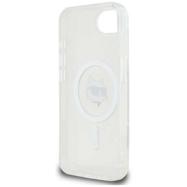 Case Karl Lagerfeld IML Metal Choupette Head MagSafe for iPhone 16e white - imagine 7